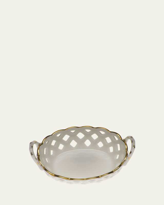 Golden Edge Small Openwork Basket with Handles